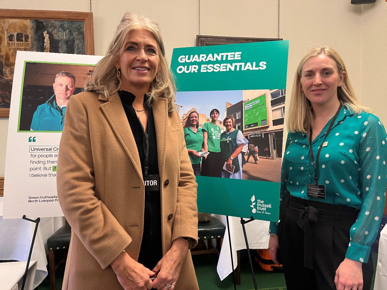 Emma Mackenzie and Zoe Pate at Trussell Guarantee our Essentials at House of Commons